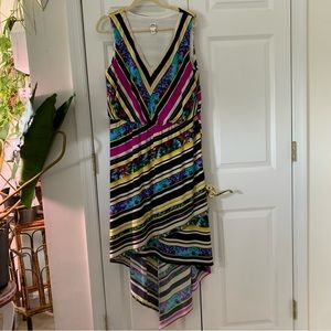 Sangria | Hi-Lo Asymmetrical Sleeveless V Neck Patterned Dress Sz 16
